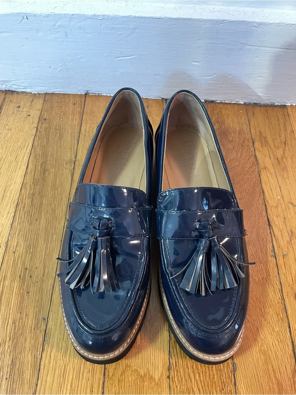 Franco Sarto Patent Tassel Lug Loafer in Navy